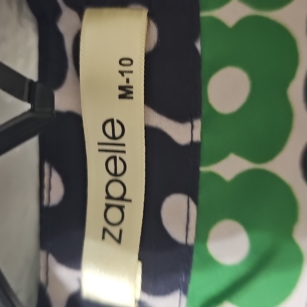 Zapelle Geometric Pattern Dress in Blue, Green, and White - Picture 2 of 5